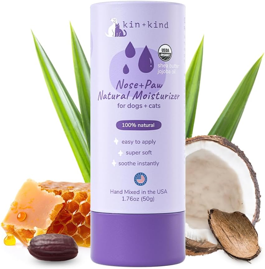 kin+kin Organic Dog and Cat Nez and Paw Baume Stick - 1,76oz Beurre de karité - Fournitures pour chiens