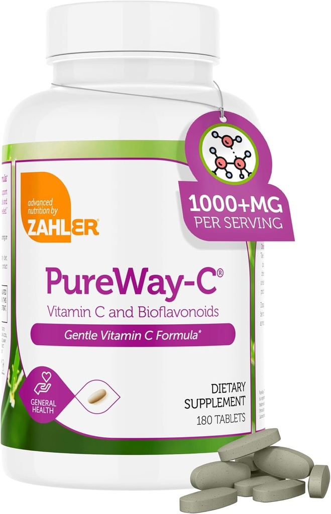 Zahler Vitamine C 1000mg Comprimés avec des bioflavonoïdes - High Potency VIT C 1000mg pour le soutien immunitaire - Douce sur l'estomac - Sans gluten Vitamine C 1000 mg Supplément vitamine C pour les femmes et les hommes (180 Nombre)