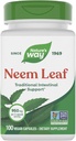 Nature's Way Neem Leaf Capsules, soutien intestinal traditionnel*, utilisé en Ayurveda, 950 mg par portion de 2 capsules, projet non-OGM vérifié, végétalien, 100 comte (paquetage May Vary)