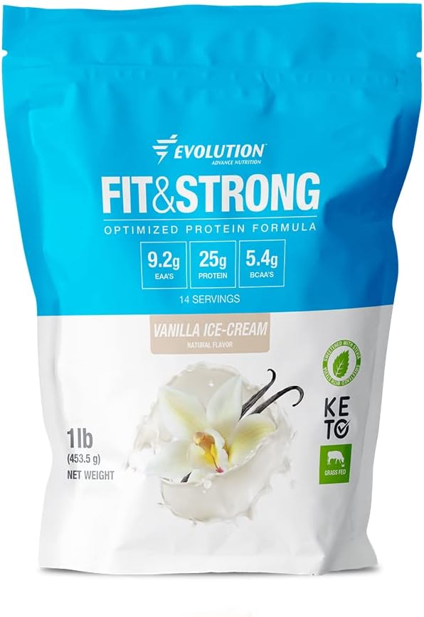 Evolution Advance Nutrition Grass Fed 100% Whey Protein Powder – Pure Protein Powder with BCAA, Quick Absorbing and Fast Digesting for Optimal Muscle Recovery – 1 Pound (Vanilla)