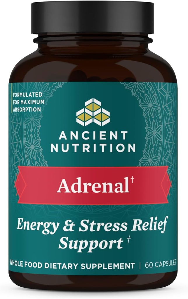 La nutrition ancienne support adrénal avec supplément Ashwagandha, aide à réduire le stress et la fatigue, Paléo et Keto amical, sans gluten, 1300mg, 60 Capsules