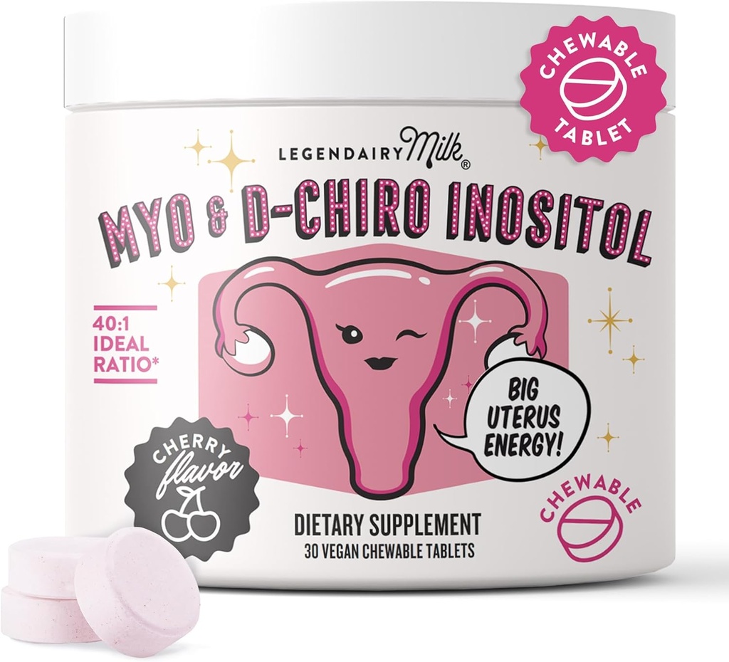 Legendairy Lait Pure Inositol Comprimés à croquer - Myo-Inositol & D-Chiro Supplément pour l'équilibre hormonal et le soutien de la fertilité - Idéal rapport 40:1 - 30 jours d'approvisionnement