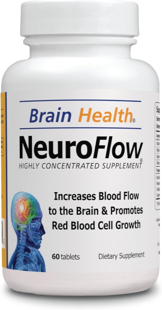 Flux Neuro - Oxygène Votre Cerveau - Santé du cerveau 60 Comprimés - Complément très concentré - Supplément diététique