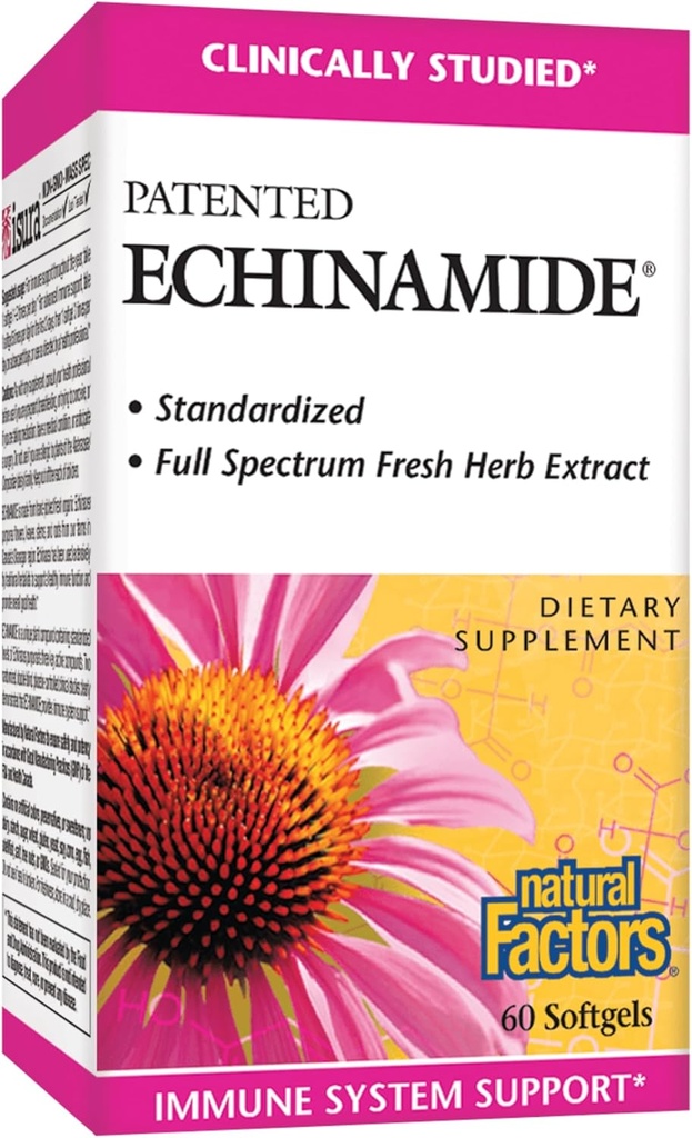 Facteurs naturels, Echinamide, Supplément Echinacea pour Immune et Wellness Support, 60 Softgels