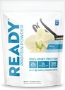 Poudre de protéines Ready® – 25g Protéine de lactosérum, 120 calories, 0g Sucre ajouté – 7 ingrédients simples – Aucun additif artificiel – Sans gluten, propre et naturel – Vanille (1 Pound Bag)