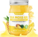softbear Sea Moss Gel Ananas Aromatisé 12 OZ - Wildcrafted Irish Sea Moss Gel Organic Raw 92 Minéraux et vitamines Non-OGM Sans gluten Suppléments végétaliens Imune Thyroïde Soutien digestif