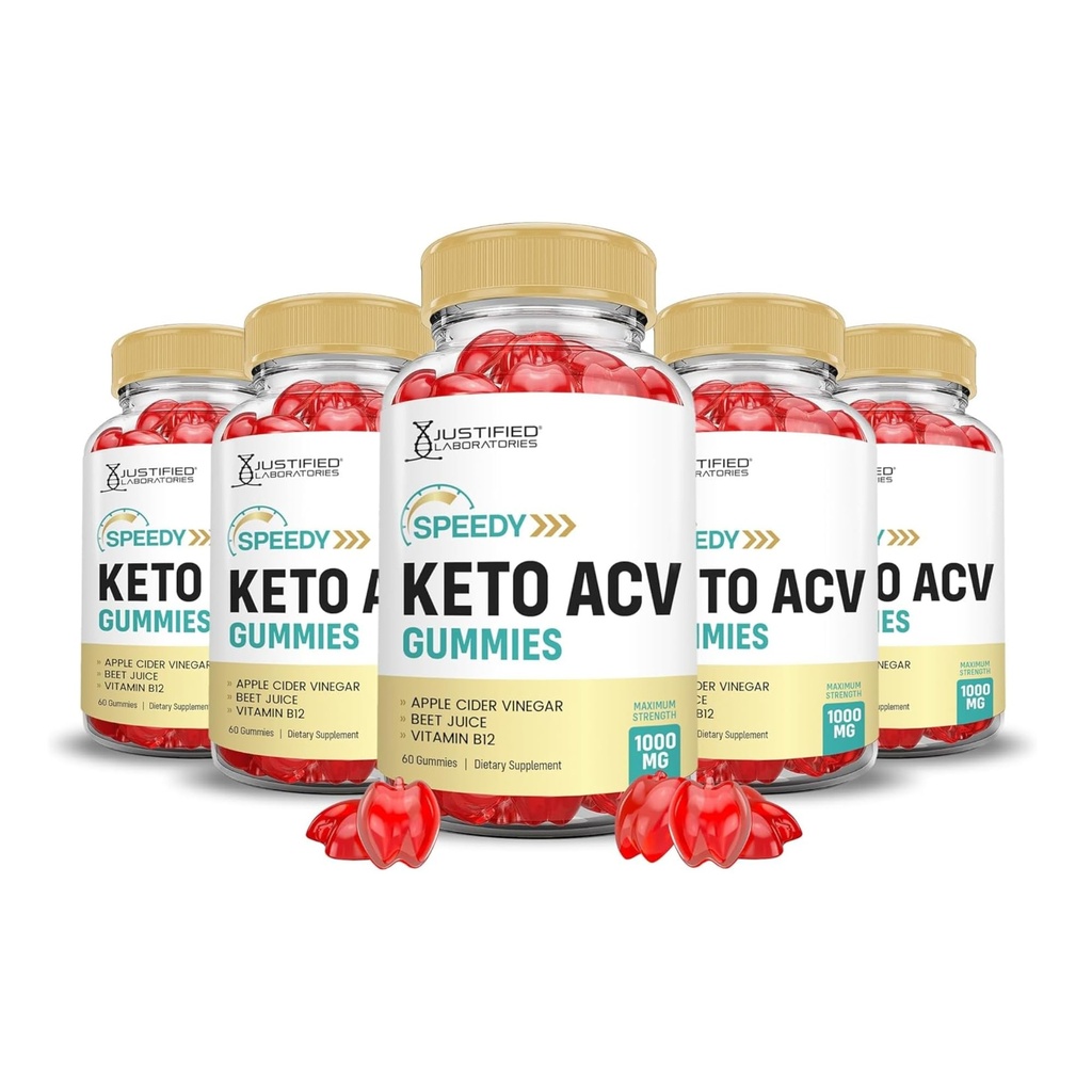 Laboratoires Justifiés (5 Pack Speedy Keto ACV Gummies Advanced Formula 1000MG Speedy Keto Gummies vinaigre de cidre de pomme formulé avec du jus de betterave de grenade poudre B12 Vegan non OGM 300 Gummys