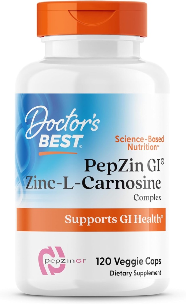 Meilleur médecin PepZin GI, complexe Zinc-L-Carnosine, non-OGM, végétalien, sans gluten, sans soja, soutien digestif, 120 capsules de légumes