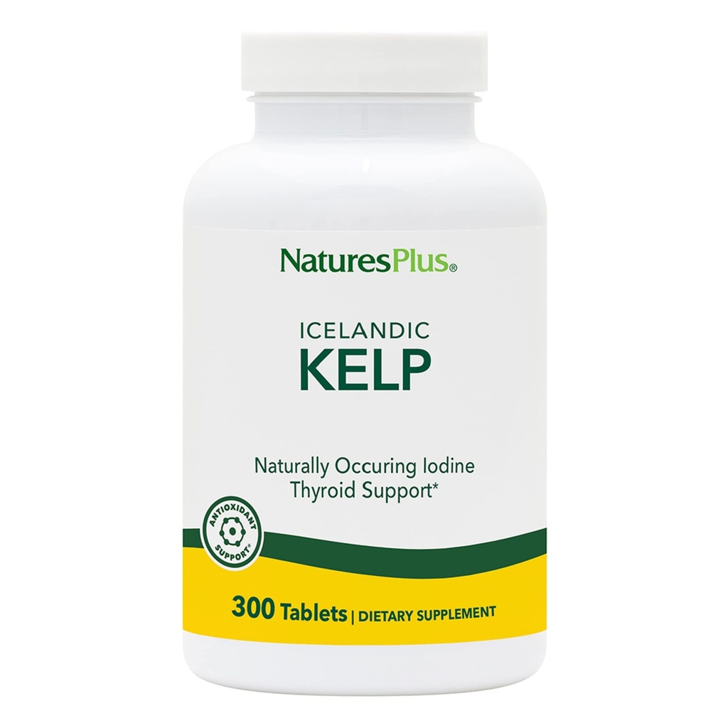 NaturesPlus IcelAndic Kelp - 150 mcg Iodine; 150 mg Kelp- 300 comprimés végétariens - Supplément naturel à l'iode - Sans gluten - 300 portions