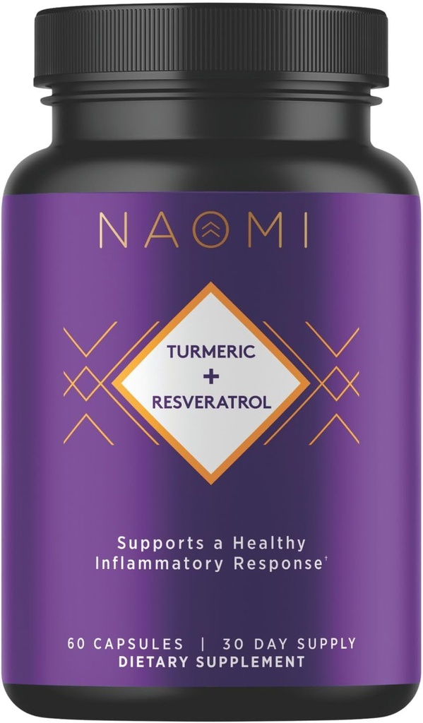 NAOMI Curcumine curmérique entièrement normalisé 1000mg 95% Curcuminoides, BioPerine haute absorption et resvératrol, cliniquement étudié, soutien conjoint, soutient une réponse musculaire saine