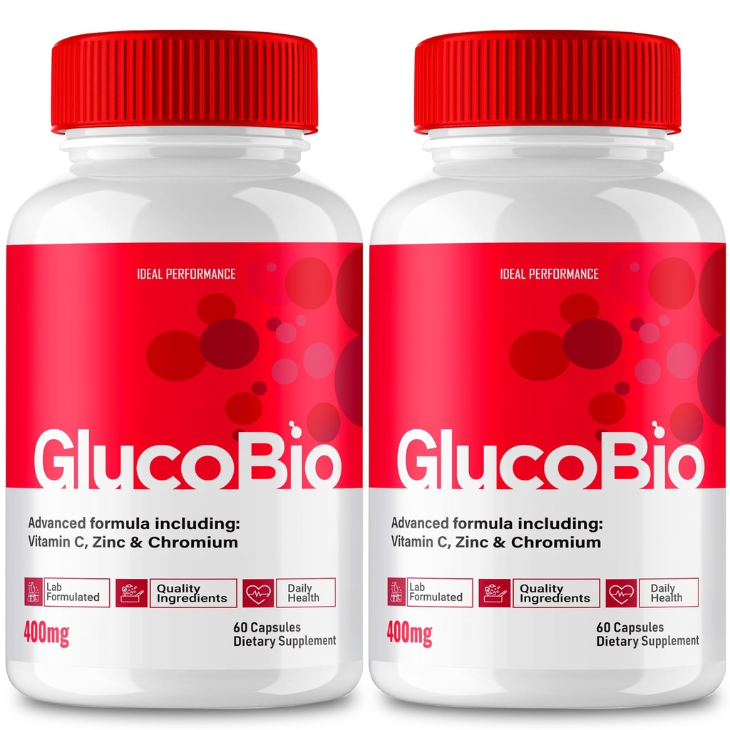 GlucoBio Capsules, Supplément officiel de soutien GlucoBio Pills - Ingrédients de force maximale, GlucoBio Capsules de santé et bien-être, Gluco Bio Capsules Avis (2 Pack)