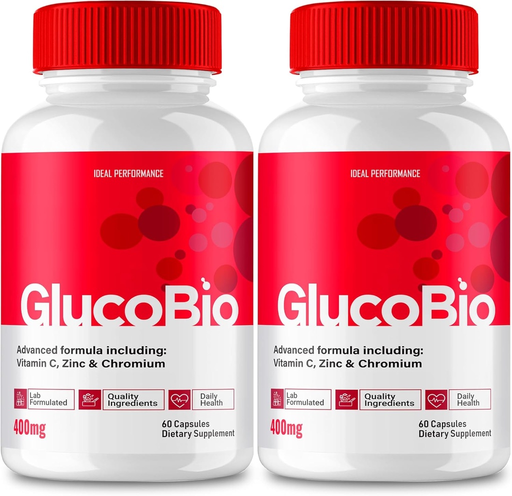 GlucoBio Capsules, Supplément officiel de soutien GlucoBio Pills - Ingrédients de force maximale, GlucoBio Capsules de santé et bien-être, Gluco Bio Capsules Avis (2 Pack)