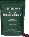 Betterbrand BetterMushrooms Gommies Nootropiques - Soutient une meilleure santé, une meilleure fonction cognitive, une clarté mentale avec 10 champignons fonctionnels - 60 Gommies - Arôme de framboise - Pack de 1