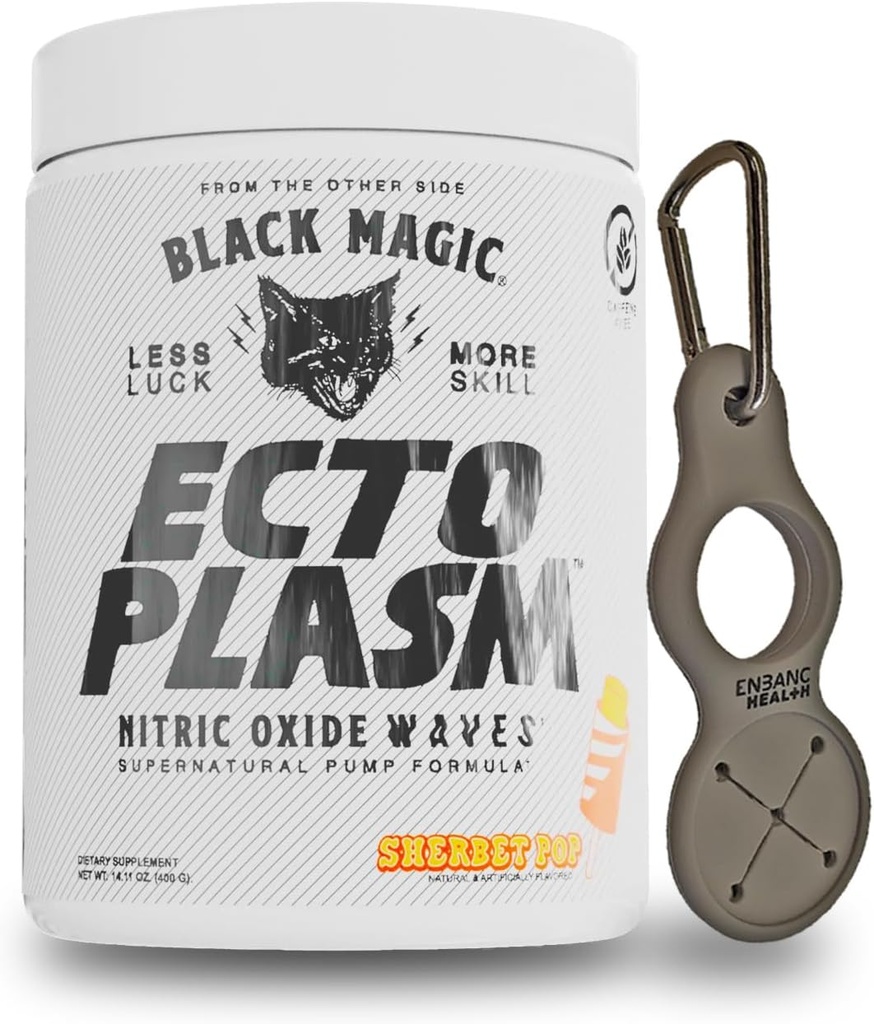 Black Magic Ecto Plasme - Sherbet Pop - Igneur de pompe artisanale, augmentation de l'hydratation et de la vasculaire (400g, 20 Scoops) avec Enbanc Health Keychain