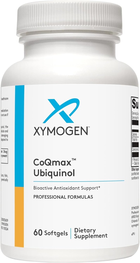 XYMOGEN CoQmax 200mg CoQ10 ubiquinol - Forme brevetée, stabilisée - Coenzyme Q10 pour antioxydant, cognitif + soutien de santé cardiaque (60 Softgels)