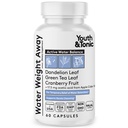 Youth & Tonic Water Pills for Fluid Retention – Water Weight Away Natural Diuretic for Bloat Relief & Fluid Balance, Support for Swollen Legs & Feet with Potassium & Vitamin B6 – 60 Pills