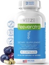 Supplément de resvératrol VEEZE 600mg 60 Capsules et 60 portions - Fabriqué aux États-Unis Resvératrol naturel et biologique - Riche en antioxydants et en resvératrol trans pour le bien-être - Resvératrol biologique Premium