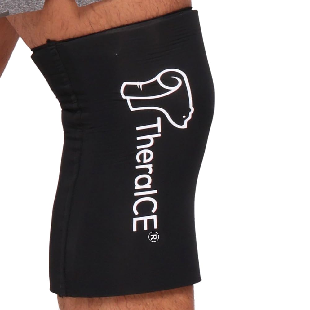 TheraICE Knee Ice Pack Enveloppe Compression Manche pour blessures, Gel réutilisable Cold Packs Brace Aussi pour Elbow, Ankle & Calf - Flexible Cold Wrap Recovery for Meniscus, ACL, MCL Pain Relief