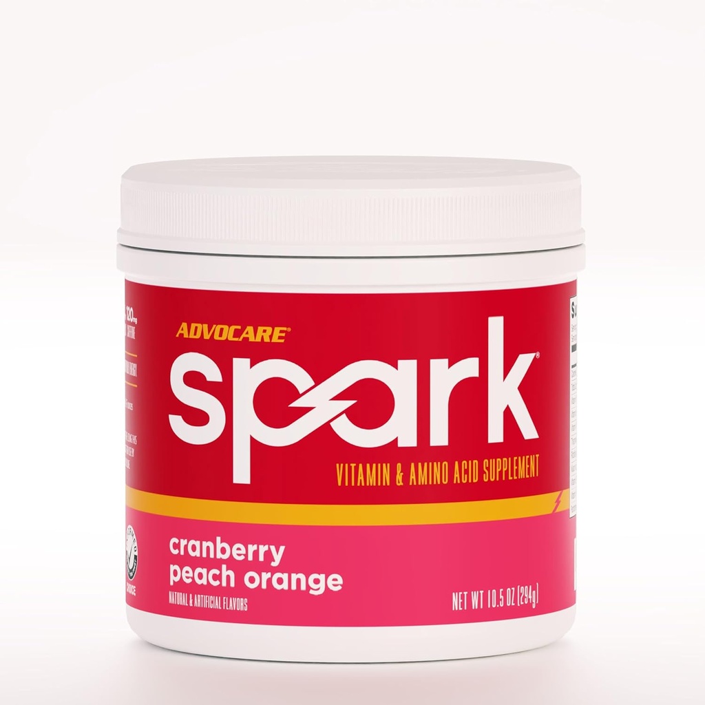 AdvoCare Spark Vitamine & Amino Acid Supplement - Focus & Energy Drink Powder Mix avec vitamine A, B-6, C & E - Comprend également L-Carnitine & L-Tyrosine - Cranberry Peach Orange - 10,5 oz