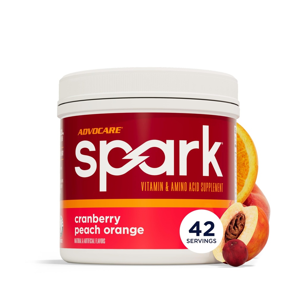 AdvoCare Spark Vitamine & Amino Acid Supplement - Focus & Energy Drink Powder Mix avec vitamine A, B-6, C & E - Comprend également L-Carnitine & L-Tyrosine - Cranberry Peach Orange - 10,5 oz