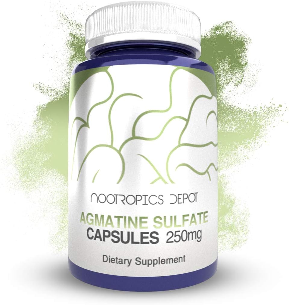 Nootropics Dépôt Agmatine Sulfate Capsules de 250mg de 250mg de 240 Count.