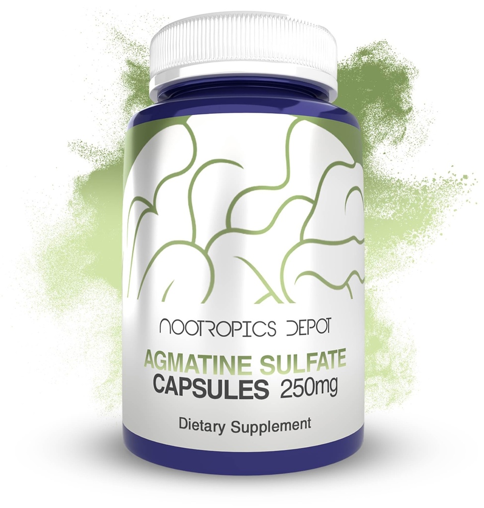 Nootropics Dépôt Agmatine Sulfate Capsules de 250mg de 250mg de 240 Count.