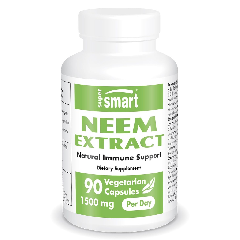 Supersmart - Extrait de Neem 1500mg par jour - Extrait d'huile de feuille d'Azadirachta Indica - Supplément de Neem