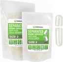 XPRS Nutra Vegan Taille 2 Capsules séparées - 100 Compte Capsules vides Premium Séparées dans des sacs - Effacer les pilules vides pour le remplissage supplémentaire de bricolage