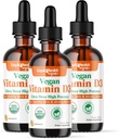 LIQUIDHEALTH Vitamine D3 4000 UI, USDA Vitamine D biologique gouttes liquides pour adultes et enfants, Vitamine D végétalienne pour le système immunitaire support, santé des os, soutien de l'humeur, peau saine - Fabriqué aux États-Unis (3 Pack)