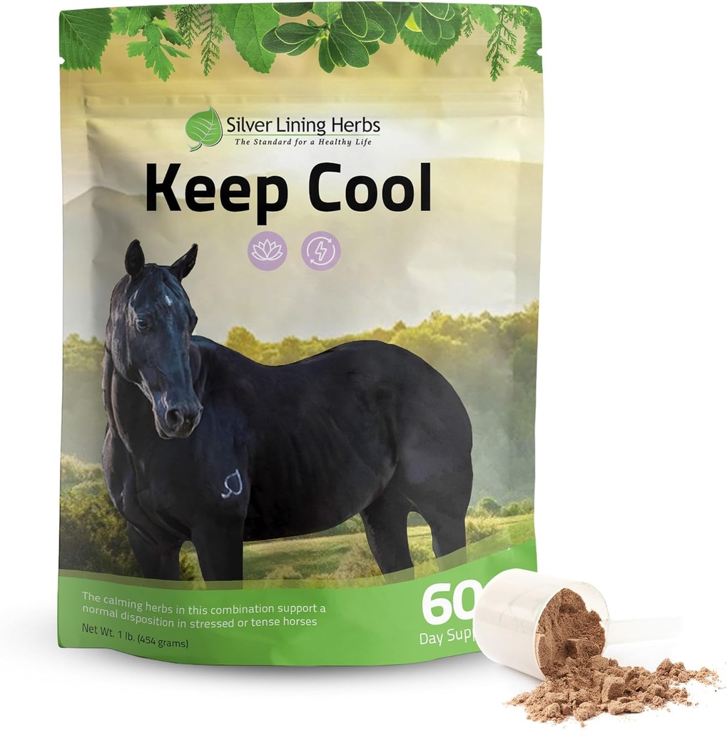 Linge d'argent Supplément calmant pour chevaux - Supplément calmant pour chevaux - Supplément calmant pour chevaux avec herbes naturelles, y compris la camomille, l'échinacée et plus - 1 lb 60 jours d'approvisionnement