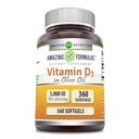 Formules étonnantes Vitamine D3 dans l'huile d'olive 5000 UI Supplément softgels $ Non-GMO $ Sans gluten $ Fabriqué aux États-Unis (1 Pack $ 360 Count)