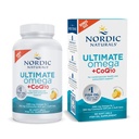 Nordic Naturals Ultimate Omega + CoQ10, Citron - 90 gels mous - 1280 mg Omega-3 + 100 mg CoQ10 - Santé cardiaque, énergie cellulaire, soutien antioxydant - Non-OGM - 45 portions