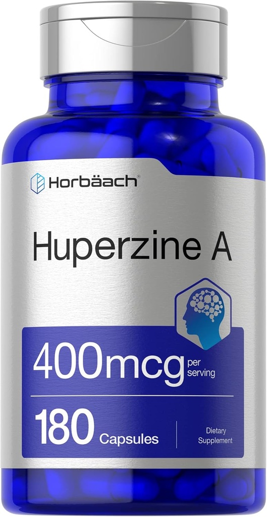 Horbäach Huperzine A 400mcg | 180 Capsules | Non-GMO, Gluten Free Supplement
