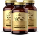 Solgar L-Lysine 500 mg - 100 capsules végétales, boîte de 3 - Support pour la peau et les tissus - Non-OGM, Vegan, Casher, Sans gluten - 300 portions totales