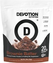 Dévotion Nutrition poudre de protéines Brownie Batter – 20g Whey Isolate & Casein Protein Blend – Pas d'ajout de sucre, faible teneur en glucides, sans gluten, céto-friendly, 1g MCT, casher – 2lb Pouch