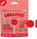 Lolleez Organic Lollipops for Kids Sore Throat Relief, Variety Pack Perfect for Soothing A Sore Throat While Tasting Great, Strawberry, Watermelon & Orange Mango, 28 Count