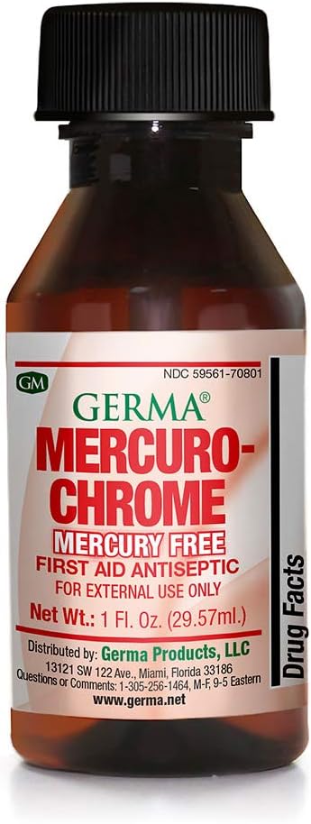 Germa Mercuro-chrome Mercure Premiers soins Antiseptiques Liquide 1 oz