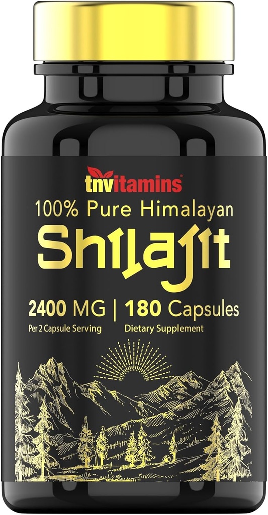 tnvitamins Shilajit Capsules 2400 MG - 180 Capsules 100% Himalayan Pure Shilajit Capsules pour hommes et femmes