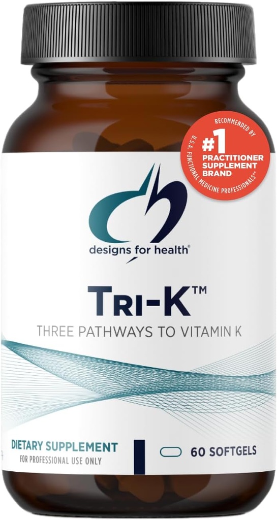 Conceptions pour la santé TRI-K - Trois formes de vitamine K + GG, supplément de puissance élevée - 2000mcg Vitamine K1, 500mcg K2 MK-4 - Non-OGM + sans gluten (60 Softgels)