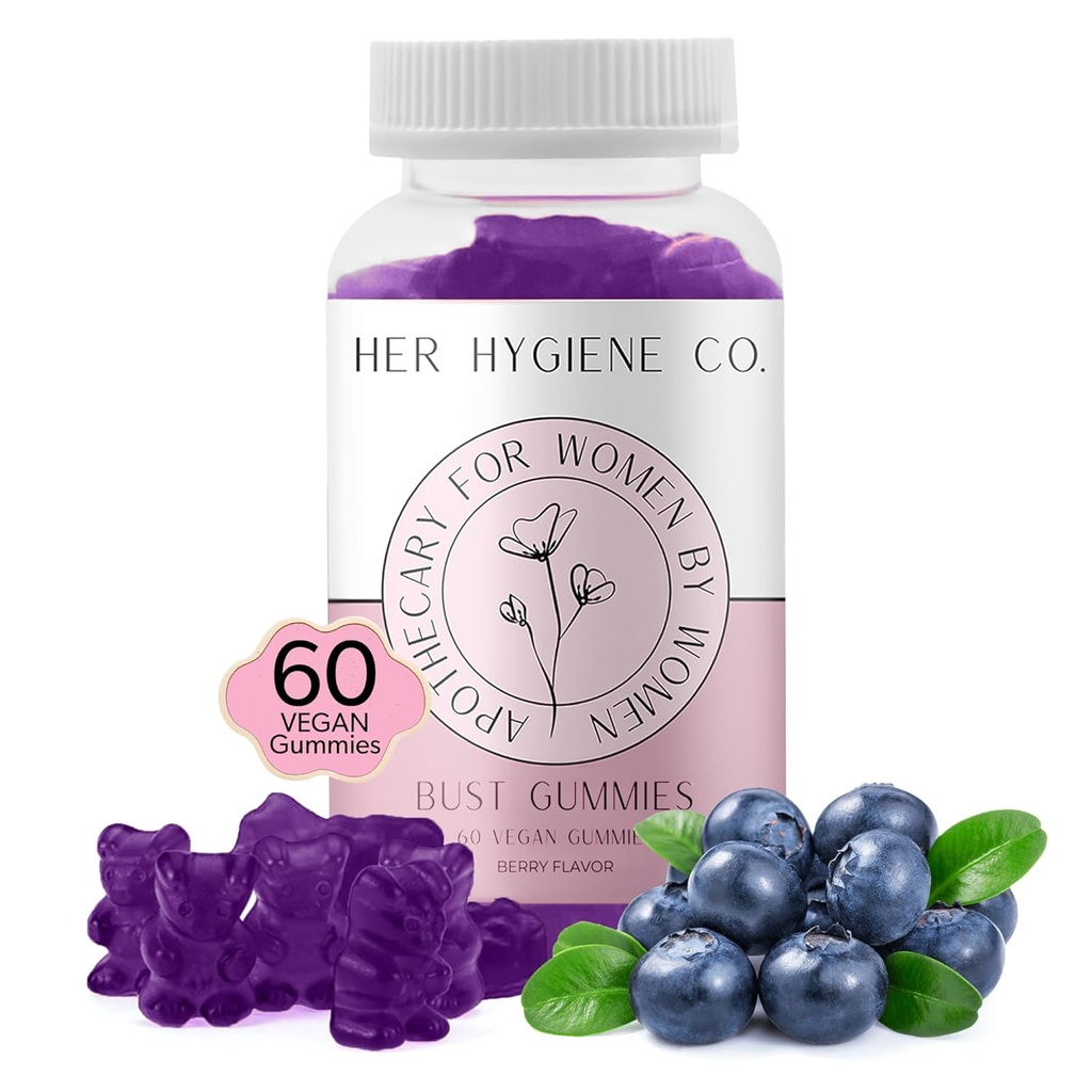 Son Hygiène Co. Chest Support Gummies pour les femmes, Wellness & Confiance, Natural Herbal Blend, Multivitamine pour les courbes, Fitness Workout Supplément, Vegan & Non-GMO, Berry Flavor, 60 Comte