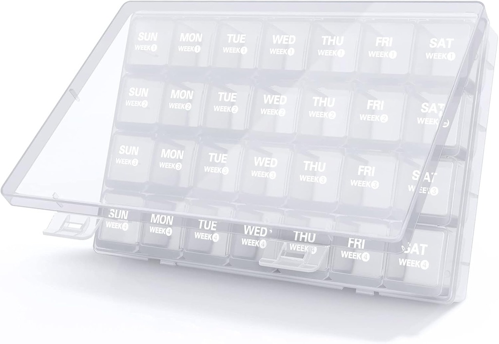 TookMag Monthly Pill Organizer 28 Day Pill Box, Travel Medicine Pill Organizer, grands 4 semaines 1 mois cas de pilule avec contenant de poussière-proof pour les pilules/vitamine/huile de poisson/compléments