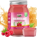 ACEYO (18 OZ) Irish Sea Moss Gel Bio Raw Vegan Raspberry Flavor 102 Vitamines et minéraux Wild Harvested Non-GMO Immune Defense Booster Thyroïde Soutien digestif