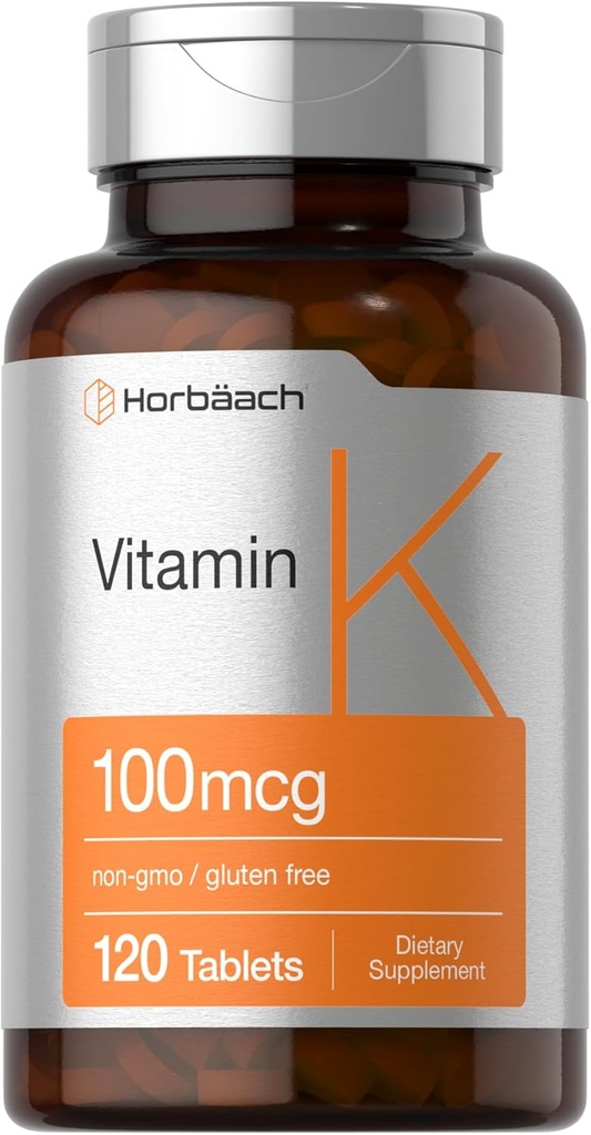 Supplément Horbäach Vitamine K : 100 mcg 120 comprimés Supplément végétarien, sans OGM et sans gluten