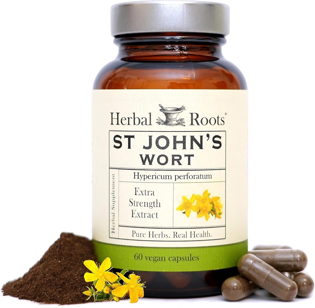 Graines à base de plantes St Johns Wort Capsules (450 mg par portion) Pure St. John's Wort sans liants ou remplisseurs Non OGM 60 Capsules végétaliennes