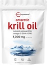 Micro-ingrédients supplément d'huile de krill antarctique avec astaxanthine naturelle, 1000mg par portion, 300 Soft-Gels, riche en Omega-3s EPA & DHA, soutient le système immunitaire et la santé du cerveau, facile à avaler