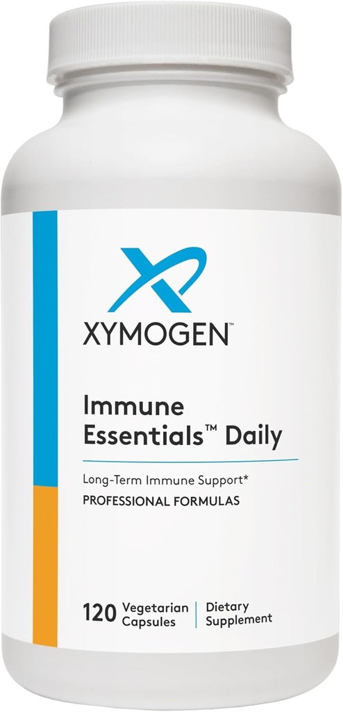 XYMOGEN Immune Essentials Quotidien - Supplément de soutien immunitaire à long terme avec vitamine C Acide ascorbique, vitamine A et D3, N acétyl L Cysteine, chélate de zinc, quercétine (120 capsules)