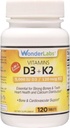 Laboratoires Wonder Vitamine D 5 000 UI, Vitamine D3 + K2 Soutenir un système immunitaire sain, essentiel pour les os forts, la santé cardiaque et la distribution de calcium, 120 comprimés