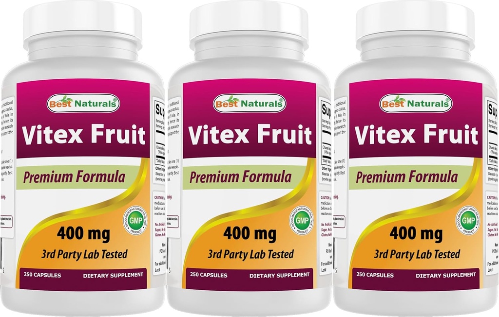Meilleurs Naturals Vitex Chasteberry 400 mg 250 Capsules (Pack de 3)