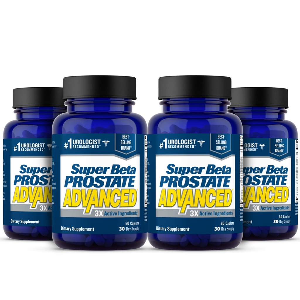 SUPER BETA PROSTATE Avancé – Promouvoir le sommeil, l'élimination de Bladder de soutien. Supplément de soutien prostate pour la santé des hommes avec Beta Sitostérol, pas Saw Palmetto. (240 capsules, 4 paquets)