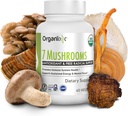 Organixx Supplément de champignons biologiques USDA, 7 champignons fermentés – Lions Mane, Shiitake, Cordyceps, Turkey Tail, Reishi – pour Immune & support de digestion, 60 capsules végétariennes